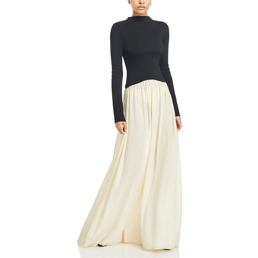 SOLID & STRIPED Black and Cream Maxi Dress